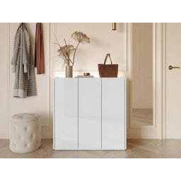 Schoenenkast PEASY 3 deuren hoogglans wit/scandinavische eik