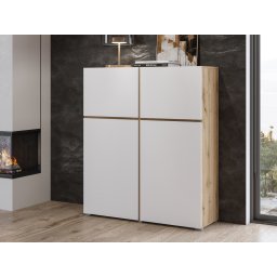 Commode CROSSAIR 4 deuren wit/wotan eik