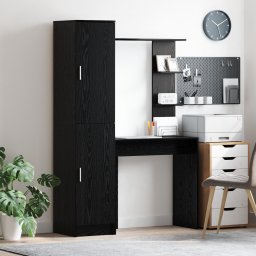 vidaXL Bureau met plank met opslag met de deur 2 st Zwart Eiken