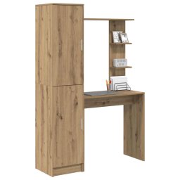 vidaXL Bureau met plank met opslag met de deur 2 st Artisan Eiken