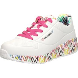 Skechers - Maat 33 - Uno Lite Meisjes Sneakers - Wit/Multicolour