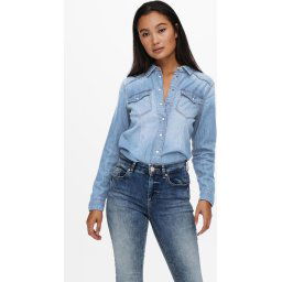 ONLY - Maat XL - ONLROCK IT LIFE DNM LS SHIRT NOOS Dames Blouse