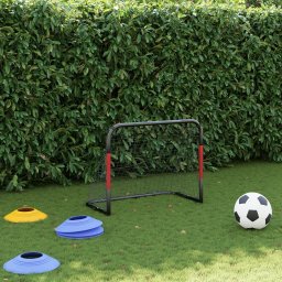 vidaXL Voetbaldoel met net 90x48x71 cm staal rood en zwart