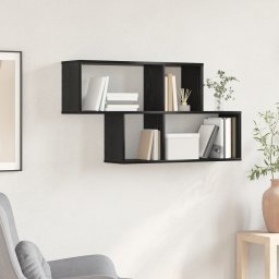 vidaXL Wandplank Muurmontage Zwart Bewerkt hout