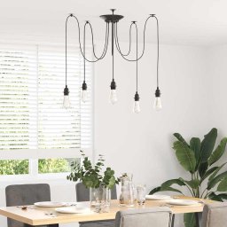 vidaXL Hanglamp met 5 lamphouders E27 metaal zwart