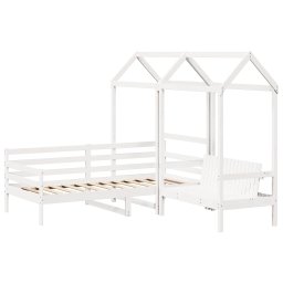 vidaXL Kinderbed met huisje en bankje massief grenenhout wit 80x200 cm