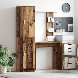 vidaXL Bureau met plank met opslag met de deur 2 st Oudhout