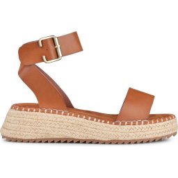 PS Poelman - Maat 37 - TARA Dames Faux PU Imitatie Leren Sandalen met Sportieve Espadrille Sleehak Z