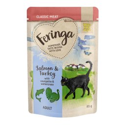 24x85g Maaltijdzakjes Zalm & Kalkoen met Courgette Feringa Kattenvoer