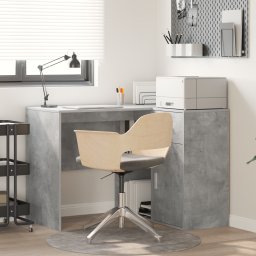 vidaXL Hoekbureau met lade met plank Beton Grijs 102 x 88 x 75 cm