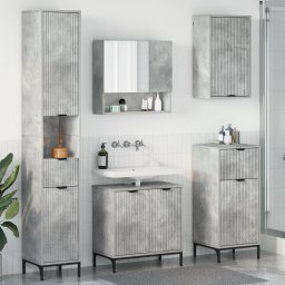vidaXL Badkamermeubelset met lade Beton Grijs Engineered hout, Metaal