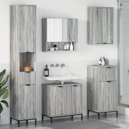 vidaXL Badkamermeubelset 4 st Grijs Sonoma Engineered hout, Metaal