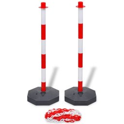 vidaXL Set van 4 kettingpalen en 2 kunststof kettingen van 10 m