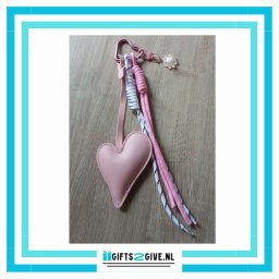 Bag Charm Hart Roze 2