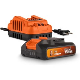 Dual Power batterij & lader set POWDP90620 - 20V, 2.0Ah batterij - voor 20V toestellen - 2A lader -