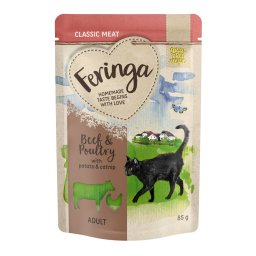 24x85g Maaltijdzakjes Rundvlees & Gevogelte met Aardappel Feringa Kattenvoer