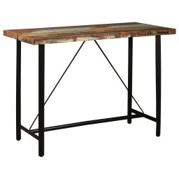 vidaXL 5-delige Barset massief gerecycled hout en echt leer