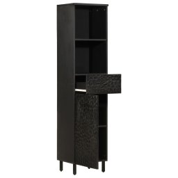 vidaXL Badkamerkast 38x33x160 cm massief mangohout zwart