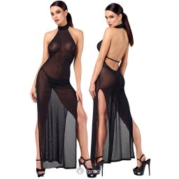 * NOIR handmade Onyx Twin-Slit Lange Jurk, F372