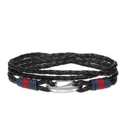 Tommy Hilfiger Armband - Zwart - Leer - diameter: 41 cm