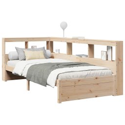 vidaXL Bed met boekenkast zonder matras massief grenenhout 75x190 cm