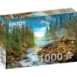 A Log Cabin by the Rapids Puzzel (1000 stukjes)