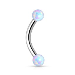 Piercing crved opal 1.8x8x3 - zilver