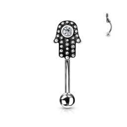 Piercing curved hamsa 1.2x8 - zilver