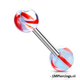Piercing blauw/rood 1.6x16