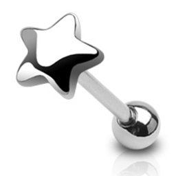 Tongpiercing ster 1.6x16 - zilver
