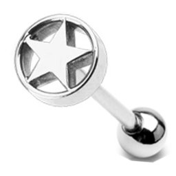 Tongpiercing open ster 1.6x16 - zilver