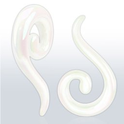 Taper acryl spiral 8 mm - parel wit