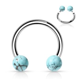 Piercing horseshoe turquoise 1.2x10 - zilver