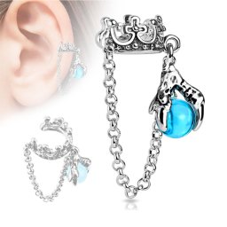 Fake helixpiercing kroon met ketting