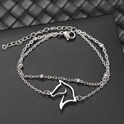 Armband dubbele ketting met paarden hoofd