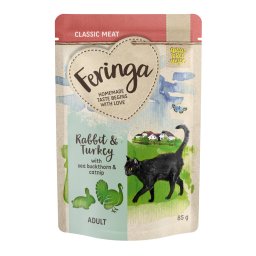 24x85g Maaltijdzakjes 2 x Konijn & Kalkoen Feringa Kattenvoer
