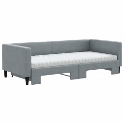 vidaXL Slaapbank onderschuifbed en matrassen 90x200 cm stof lichtgrijs