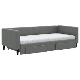 vidaXL Slaapbank onderschuifbed en lades 90x200 cm stof donkergrijs