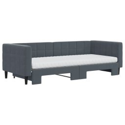 vidaXL Slaapbank onderschuifbed matrassen 90x200cm fluweel donkergrijs