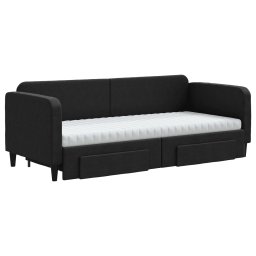 vidaXL Slaapbank met onderschuifbed en lades 80x200 cm stof zwart