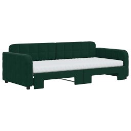 vidaXL Slaapbank onderschuifbed matrassen 90x200cm fluweel donkergroen