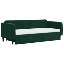 vidaXL Slaapbank onderschuifbed en lades 90x200 cm fluweel donkergroen