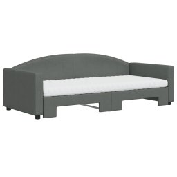 vidaXL Slaapbank onderschuifbed matrassen 90x200 cm stof donkergrijs