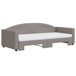 vidaXL Slaapbank met onderschuifbed en matrassen 90x200 cm stof taupe