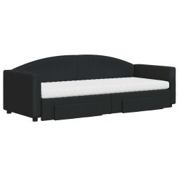vidaXL Slaapbank met onderschuifbed en lades 80x200 cm stof zwart