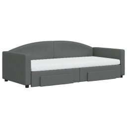 vidaXL Slaapbank onderschuifbed en lades 90x200 cm stof donkergrijs
