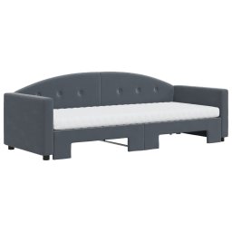 vidaXL Slaapbank onderschuifbed matrassen 80x200cm fluweel donkergrijs