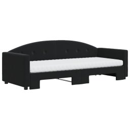 vidaXL Slaapbank onderschuifbed en matrassen 80x200 cm fluweel zwart