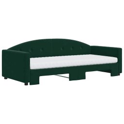 vidaXL Slaapbank onderschuifbed matrassen 90x200cm fluweel donkergroen