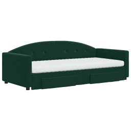 vidaXL Slaapbank onderschuifbed en lades 90x200 cm fluweel donkergroen